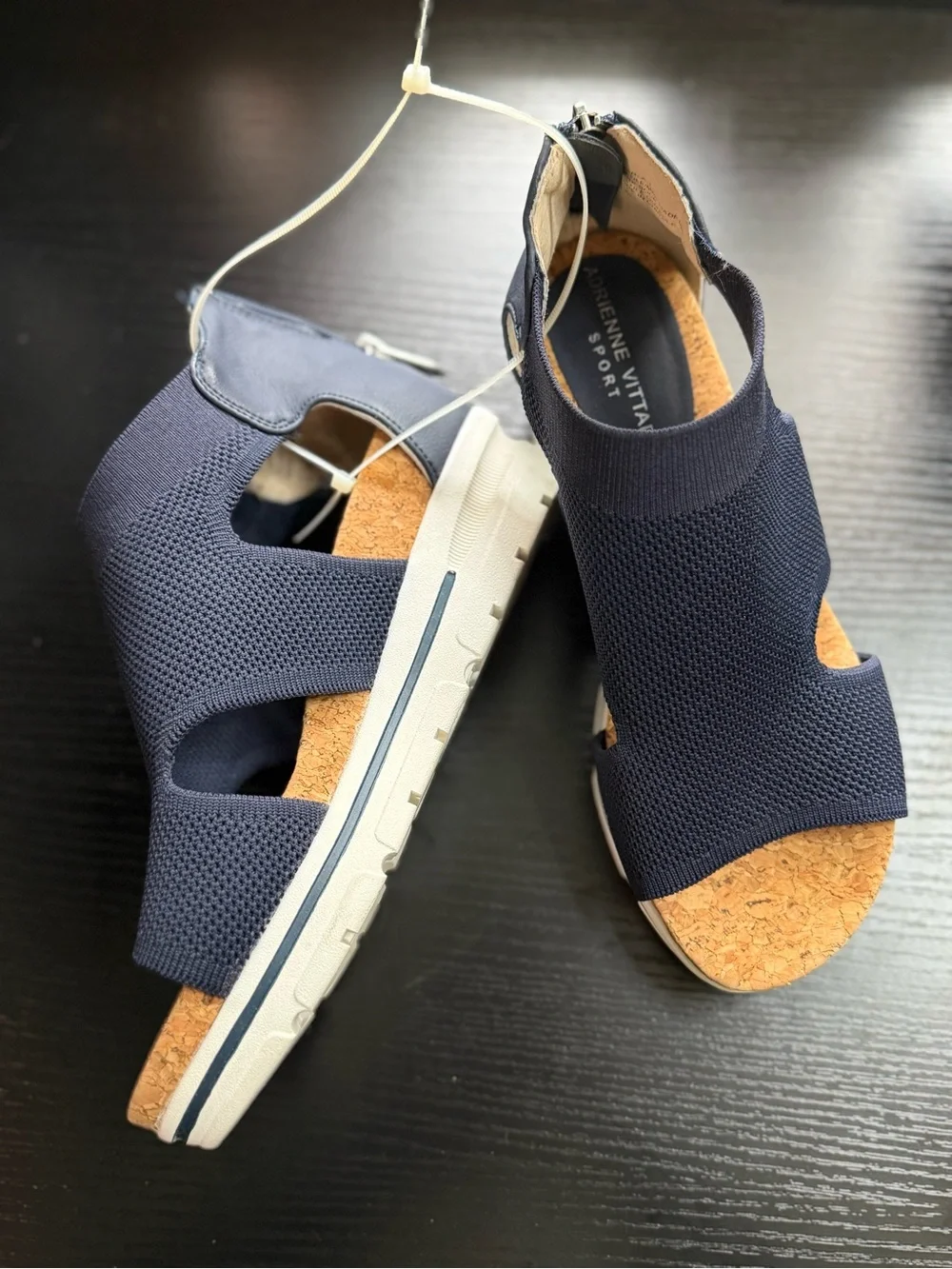 Women's Navy Knit Open-Toe Wedge Sandals 6.5